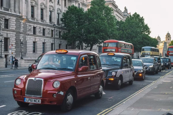 line of taxis in london